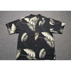 Tommy Bahama Shirt Mens Large 90s Floral Silk Wood Button Camp Collar Grandpa